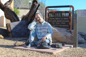 Interactive statue that speaks about Wickenburg's history when a button is pressed